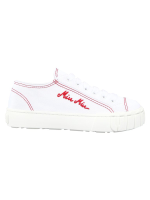 Miu Miu Logo Embroidered Sneakers