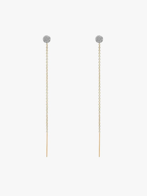 Pave Diamond Circle Threader Earrings