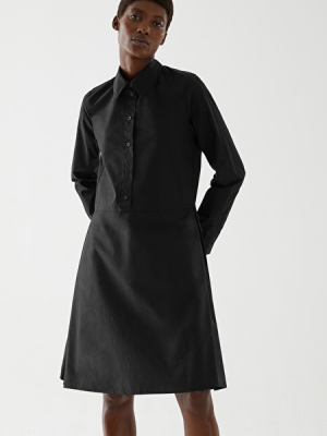 Pleated Cotton Shirt Dress