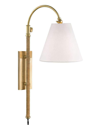 Curves No.1 1 Light Adjustable Wall Sconce W/rattan Accent