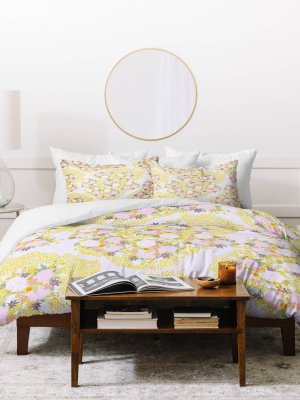 Iveta Abolina Babette Garden Duvet Set Yellow - Deny Designs