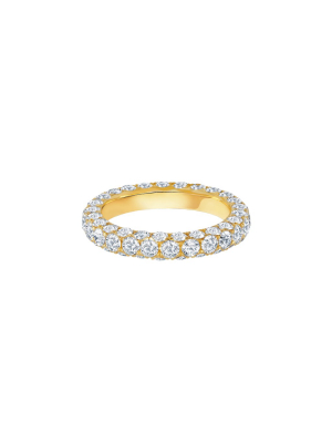 Triple Sided Diamond Band Ring - Yellow Gold