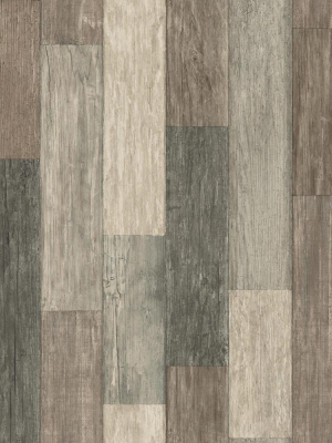 Weathered Wood Plank Peel & Stick Wallpaper In Brown By Roommates For York Wallcoverings