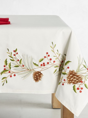 Embroidered Woodland Berry Tablecloth