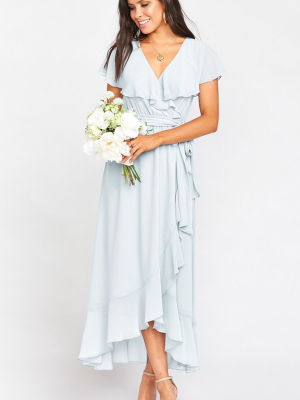 Jess Ruffle Midi Dress ~ Icy Blue Chiffon