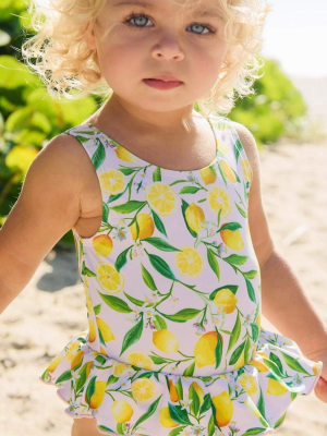 Snapperrock Little Girl's Lemon Skirted Swimsuit G13078