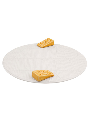 Bordallo Pinheiro White Cheese Tray With Yellow Cheese