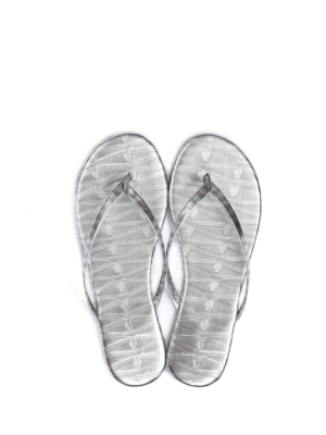 Metallic Monogram Flip Flops