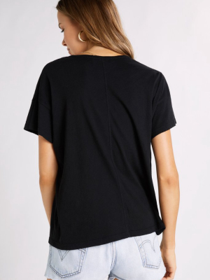 Chrissy V-neck Tee  | Clean Black