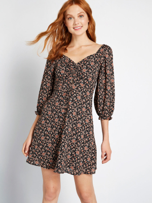 Floral Pictorial Mini Dress