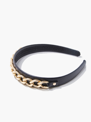 Faux Leather Curb Chain Headband