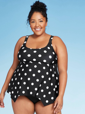 Women's Plus Size Scoop Neck Tankini Top - Kona Sol™ Black