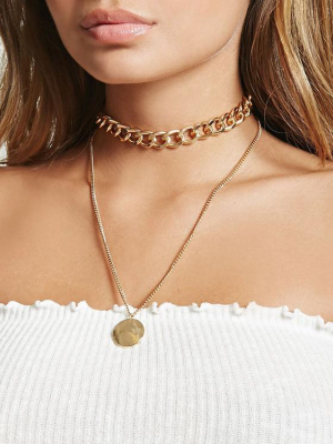 Double Layer Pendant Choker