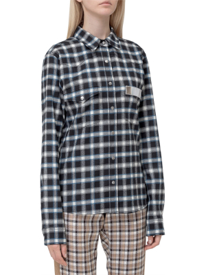 Paco Rabanne Logo Patch Checked Shirt