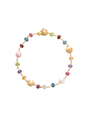 Marco Bicego® Africa Collection 18k Yellow Gold Mixed Gemstone And Pearl Single Strand Bracelet