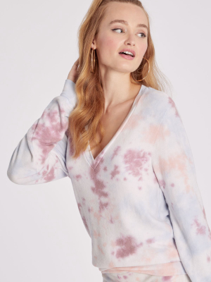 Baggy Beach Jumper Deep V | Cloud Tie Dye