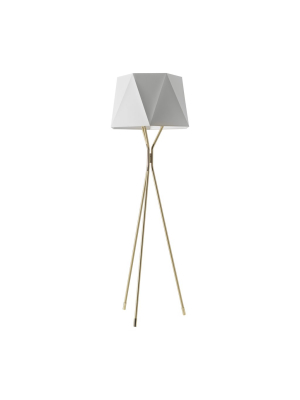 Solitaire Large Floor Lamp - White Chinette Shade