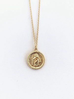 Sanctuary Project Saint Christopher Medallion Coin Necklace Gold