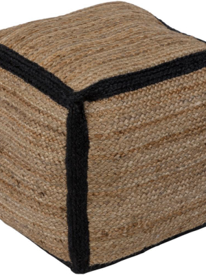 Java Jute Pouf In Khaki And Tan Color