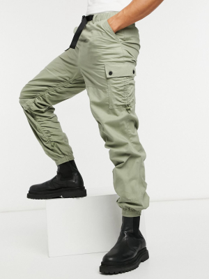 Asos Design Tapered Cargo Sweatpants With Ruching Detail