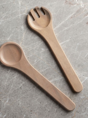 Two-piece Grey Wood Serving Set