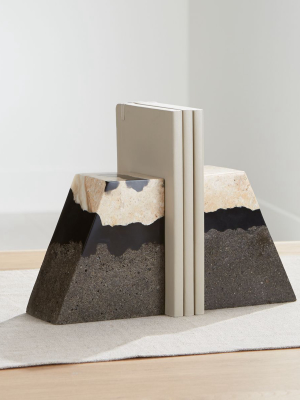 Lava Resin Stone Bookends, Set Of 2
