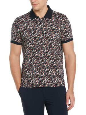 Pima Cotton Blend Floral Print Polo