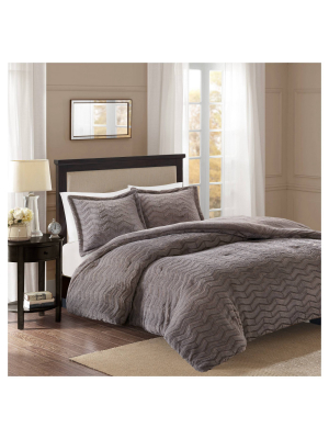 Kaplan Brushed Long Faux Fur Comforter Mini Set