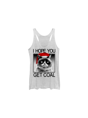 Women's Grumpy Cat Christmas Get Coal Racerback Tank Top