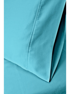 Blue Nile Mills Solid 300-thread Count Pillowcase Set, Standard, Teal