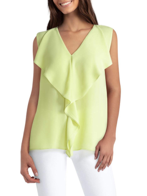 H Halston Flounce Sleeveless Blouse