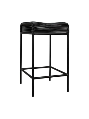 Hitam Counter Stool W/metal Frame