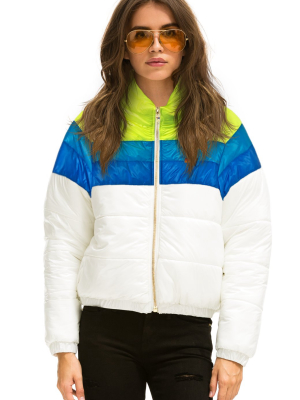 Women's Color Block Luxe Apres Puffer Jacket - Glossy White