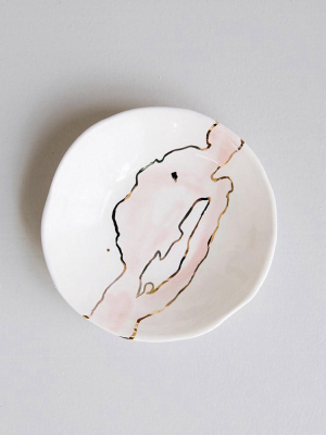 Watercolor Ceramic Dish - Pink & 22k Gold