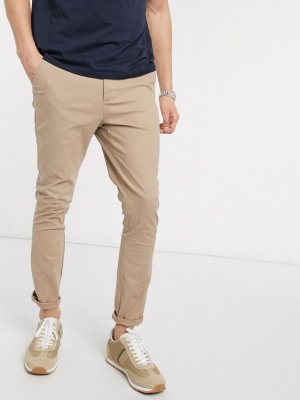 Asos Design Super Skinny Chinos In Stone