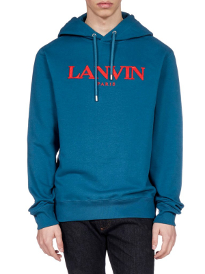 Lanvin Logo Embroidered Drawstring Hoodie