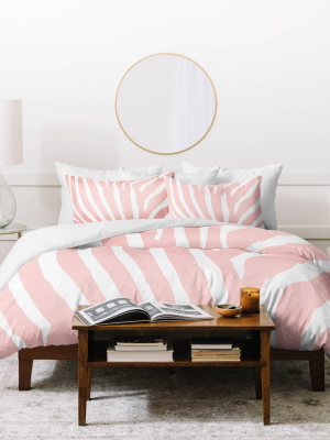 Natalie Baca Zebra Stripes Rose Quartz Duvet Set