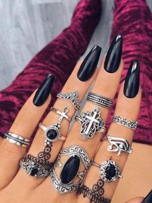 Midnight Egyptian Queen Stacking Ring Set