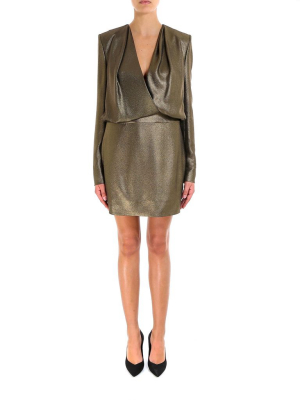 Saint Laurent Long-sleeved Front Wrap Mini Dress