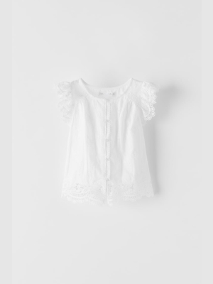 Embroidered Guipure Lace Blouse
