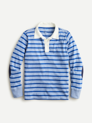 Kids' Elbow-patch Polo In Blue Stripe