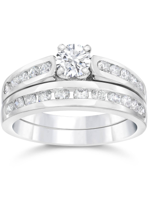 Pompeii3 1 3/8ct Diamond Engagement Wedding Ring Set 14k White Gold