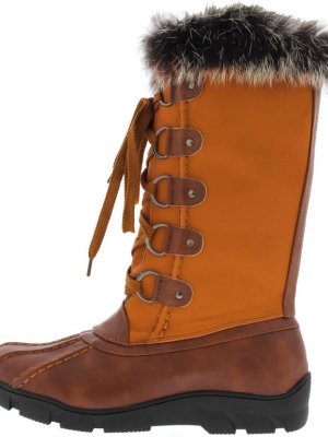 Ariana279 Tan Faux Fur Trim Snow Boot