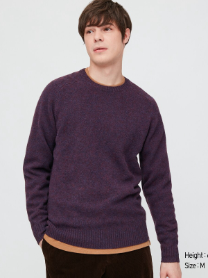 Men Premium Lambswool Crew Neck Long-sleeve Sweater