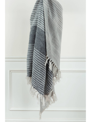 50"x60" Stripe Throw Blanket Dark Gray - Rizzy Home