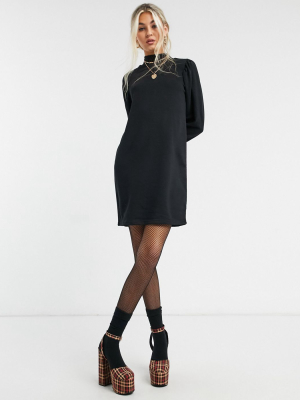 Noisy May Sweater Dress With High Neck In Black