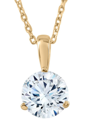 Pompeii3 3/4ct Diamond Solitaire Pendant Necklace Ex3 Lab Created Igi Certified Yellow Gold