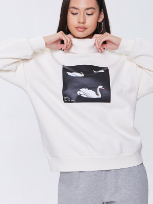 Swan Graphic Turtleneck Sweater
