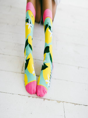 Woven Pear Socks: Pink Lemonade