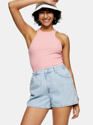 Bleach High Waisted Denim Pull On Shorts